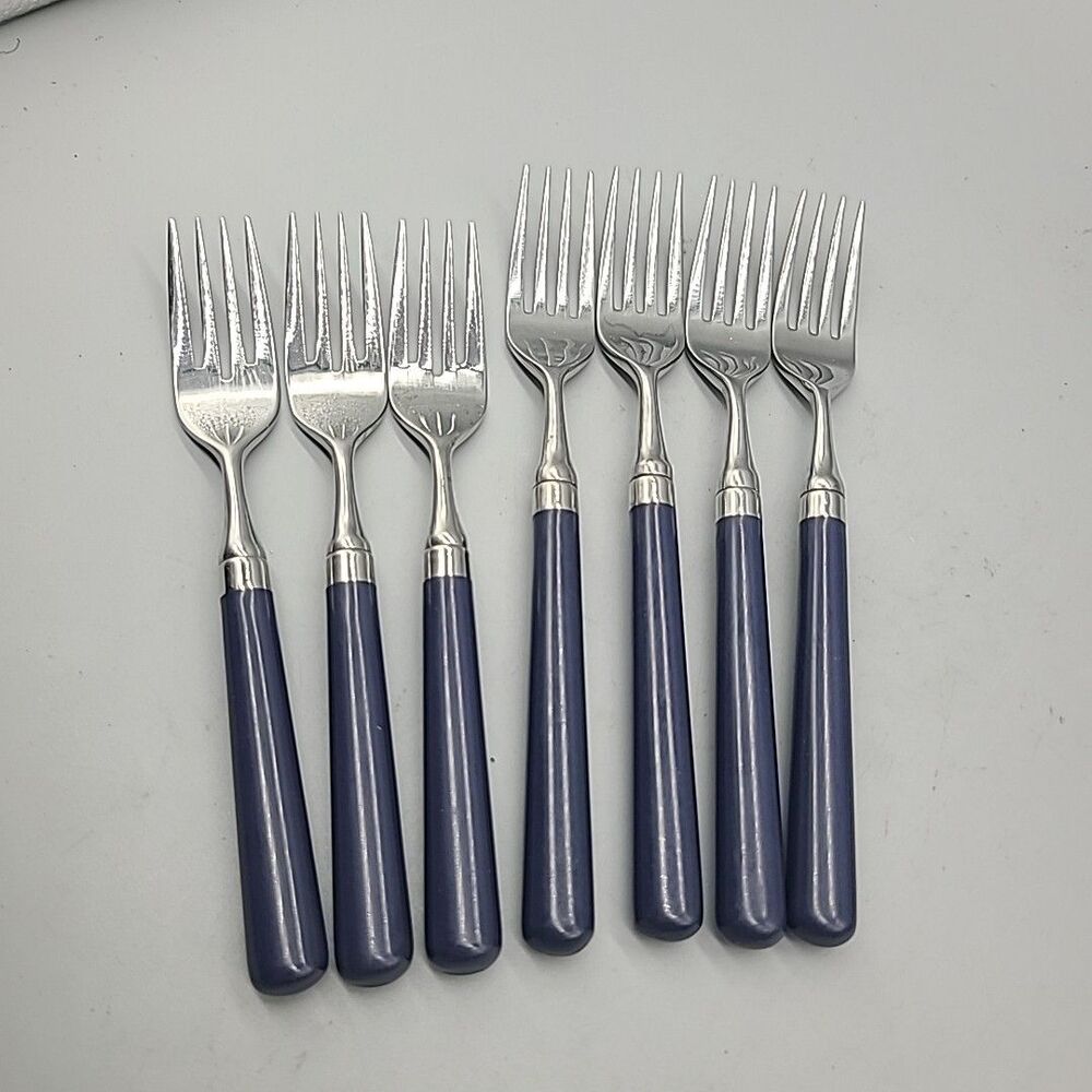 Stanley Roberts Spectrum Forks Navy Blue Stainless Set 3 Salad+ 4 Dinner Korea